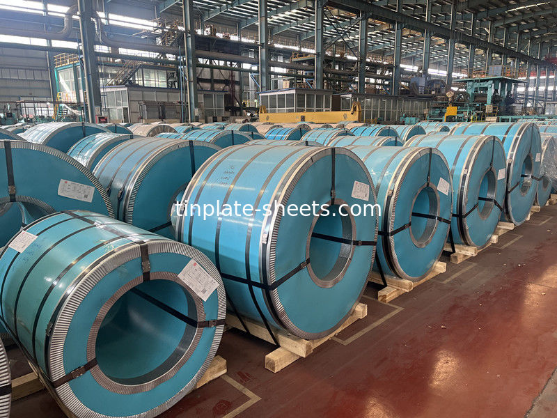 ورق های قوطی برای قوطی های مواد شیمیایی و مواد غذایی T2-T5 درجه حرارت BA Annealing گزینه های مختلف پوشش قوطی JIS G3303 استاندارد MOQ 25MT
