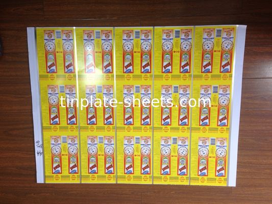 goldvanisفود گارد چاپی استیل ورق برای بسته بندی مواد غذایی مواد شیمیایی می تواند 4 رنگ 6 رنگ چاپی استیل 6 رنگ