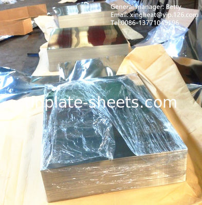 ورق های فلز فلزی برای بسته بندی فلزی 0.13-0.48mm ضخامت 1.5-1.85MT در هر بسته BA Annealing 2.8/2.8 پوشش قلع